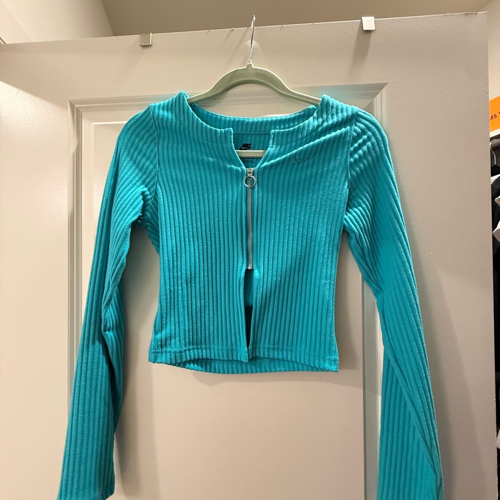 Nike Turquoise Ribbed Long Sleeve Top